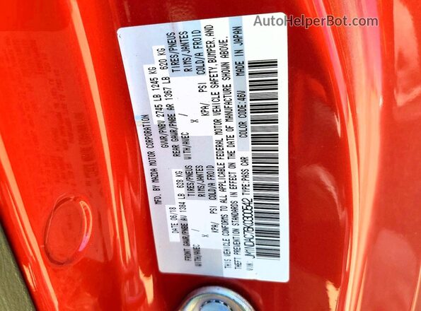 JM1NDAC76K0300542 2019 MAZDA MX-5 Red Widok komory silnika