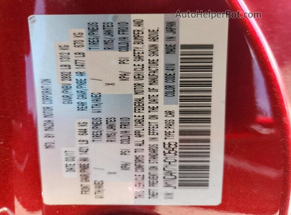JM1NDAM71H0105455 2017 MAZDA MX-5 Red VIN sticker view