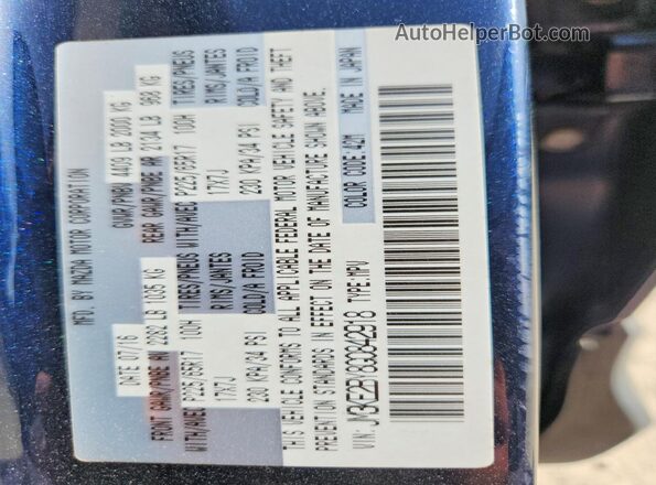 JM3KE2BY8G0842918 2016 MAZDA CX-5 Blue VIN sticker view