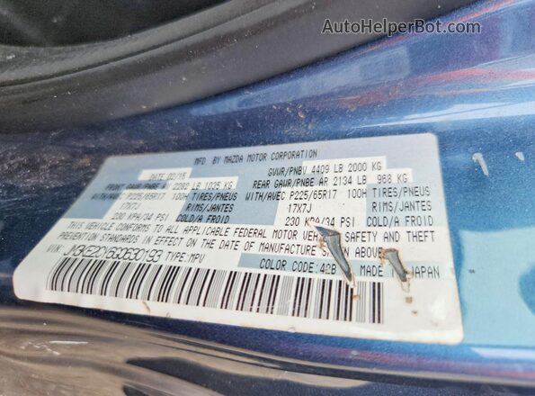 JM3KE2CY6G0630193 2016 MAZDA CX-5 Teal Widok naklejki z numerem VIN
