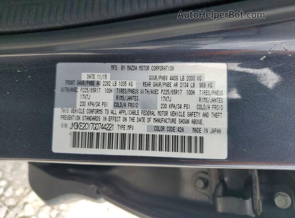 JM3KE2CY7G0744221 2016 MAZDA CX-5 Black VIN sticker view