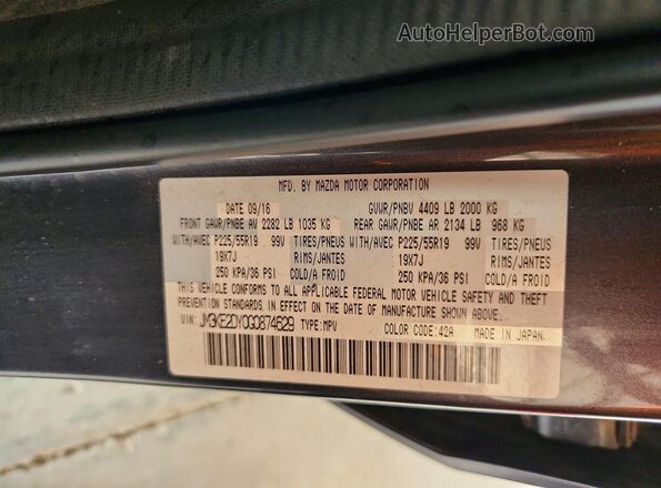 JM3KE2DY0G0874629 2016 MAZDA CX-5 Gray Widok naklejki z numerem VIN
