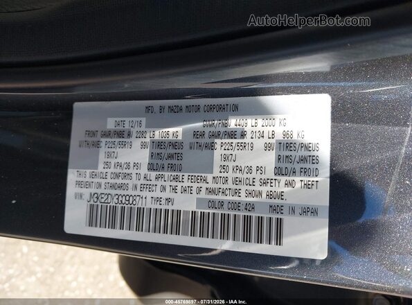 JM3KE2DY3G0908711 2016 MAZDA CX-5 Gray Vista del compartimento del motor