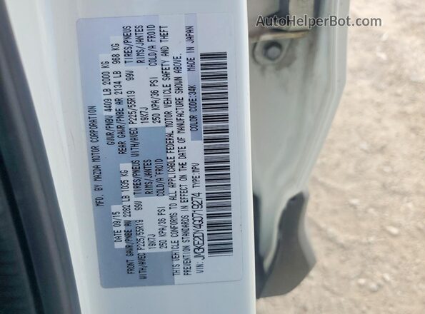 JM3KE2DY4G0719274 2016 MAZDA CX-5 White Vista de la etiqueta del VIN