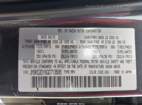 JM3KE2DY8G0713686 2016 MAZDA CX-5 Gray ძრავის განყოფილების ხედი