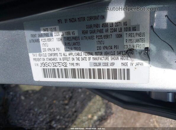 JM3KE4CY3G0757432 2016 MAZDA CX-5 Silver ძრავის განყოფილების ხედი