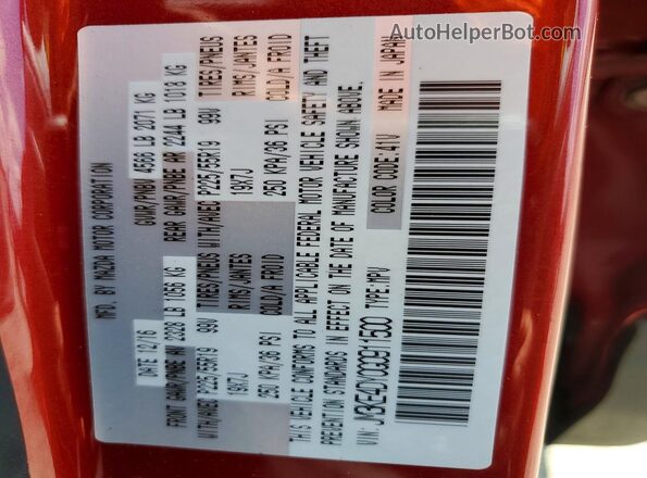 JM3KE4DY0G0911500 2016 MAZDA CX-5 Red Widok naklejki z numerem VIN