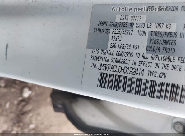 JM3KFACL0H0192414 2017 MAZDA CX-5 White Вид підкапотного простору