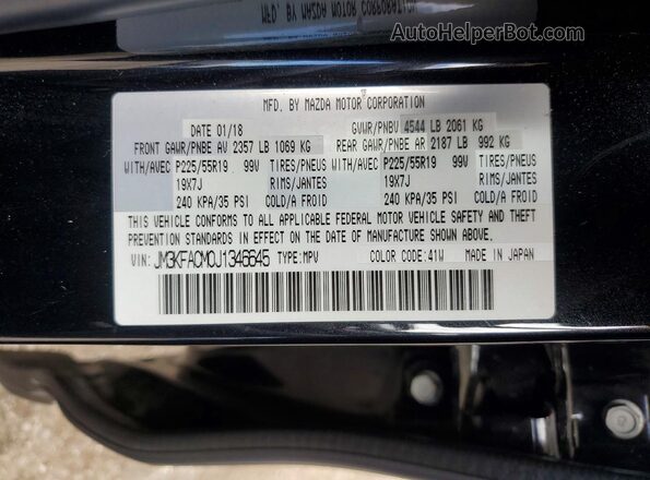 JM3KFACM0J1346645 2018 MAZDA CX-5 Black VIN կոդի պիտակի տեսք