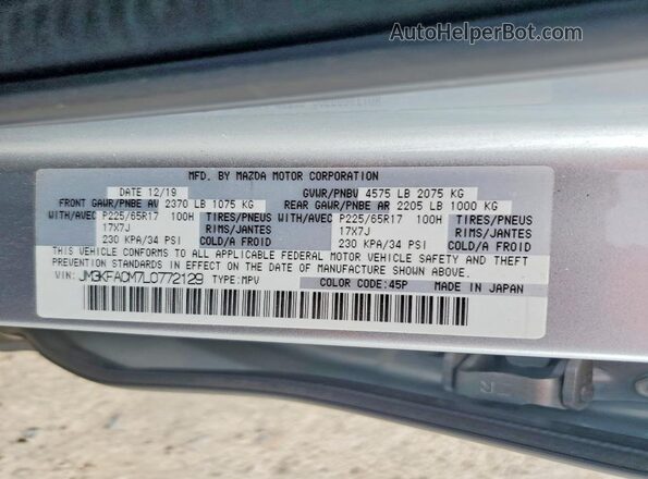 JM3KFACM7L0772129 2020 MAZDA CX-5 Silver VIN sticker view