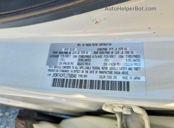 JM3KFACM7L0798648 2020 MAZDA CX-5 White Вид підкапотного простору