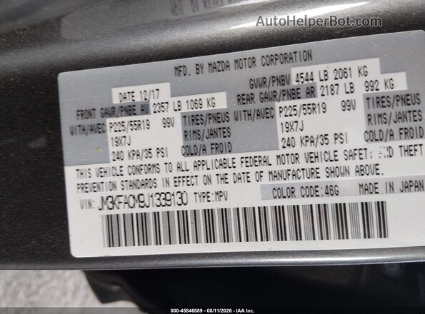 JM3KFACM9J1339130 2018 MAZDA CX-5 Gray Engine compartment view