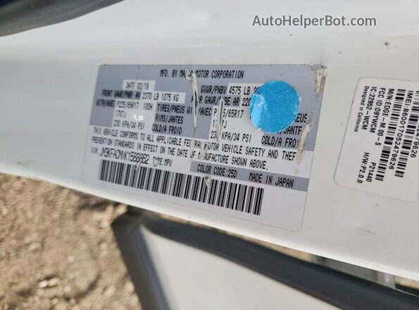 JM3KFACMXK1588862 2019 MAZDA CX-5 White Панорамний вид салону 360°