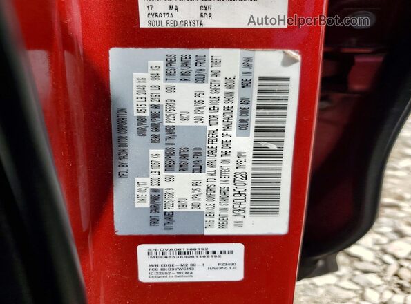 JM3KFADL9H0107228 2017 MAZDA CX-5 Red Vista de la etiqueta del VIN