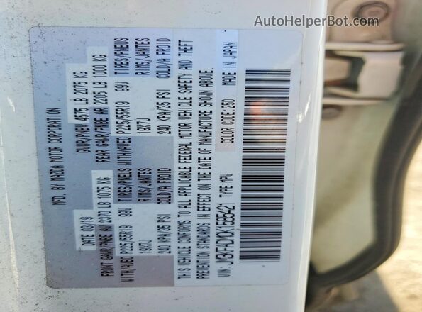 JM3KFADM0K1585421 2019 MAZDA CX-5 White VIN კოდის სტიკერის ხედი