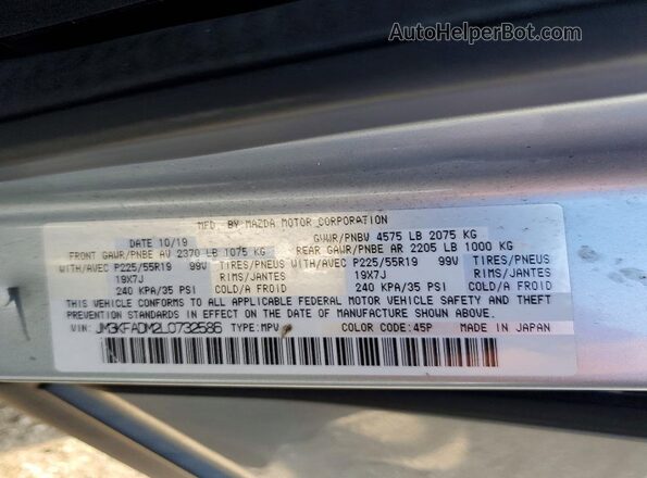 JM3KFADM2L0732586 2020 MAZDA CX-5 Silver VIN sticker view