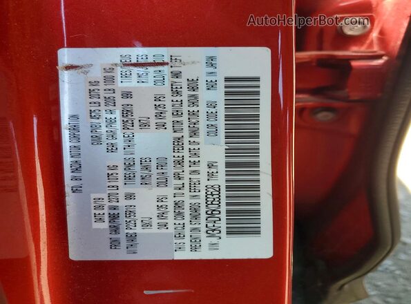 JM3KFADM6K0693628 2019 MAZDA CX-5 Красный Вид наклейки с VIN-кодом