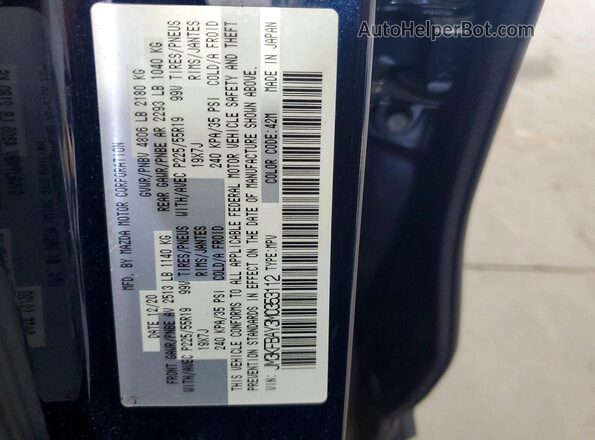 JM3KFBAY3M0353112 2021 MAZDA CX-5 Blue Widok naklejki z numerem VIN