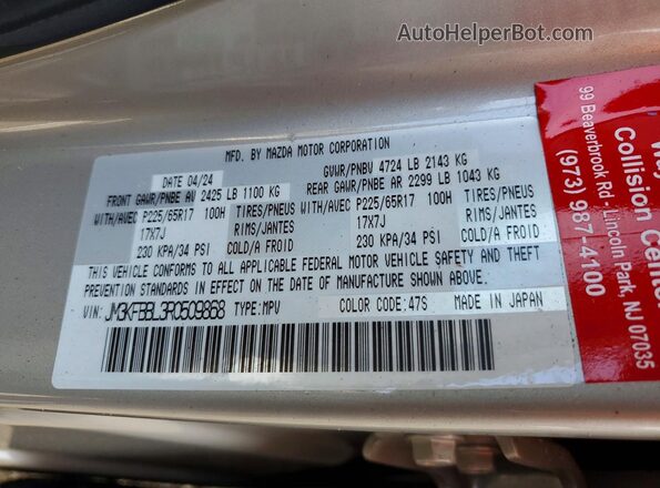 JM3KFBBL3R0509868 2024 MAZDA CX-5 Silver Vista de la etiqueta del VIN