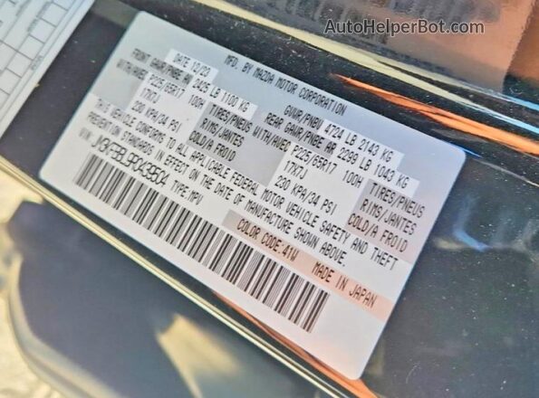 JM3KFBBL9R0439504 2024 MAZDA CX-5 Черный Вид наклейки с VIN-кодом