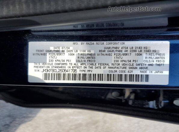 JM3KFBCL2S0541795 2025 MAZDA CX-5 Синий Панорамный вид салона 360°