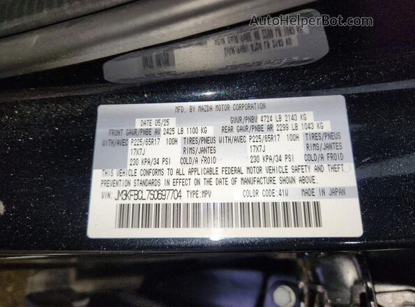 JM3KFBCL7S0697704 2025 MAZDA CX-5 Black VIN კოდის სტიკერის ხედი