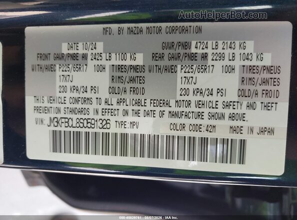 JM3KFBCL8S0591326 2025 MAZDA CX-5 Dark Blue Widok komory silnika