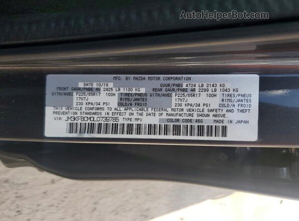 JM3KFBCM0L0739785 2020 MAZDA CX-5 Gray VIN կոդի պիտակի տեսք