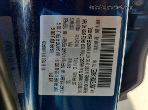 JM3KFBCM3M0460350 2021 MAZDA CX-5 Blue VIN კოდის სტიკერის ხედი