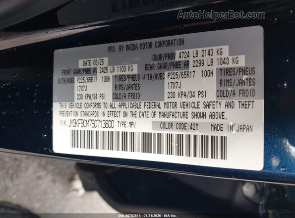 JM3KFBCM7S0713800 2025 MAZDA CX-5 Blue Widok komory silnika
