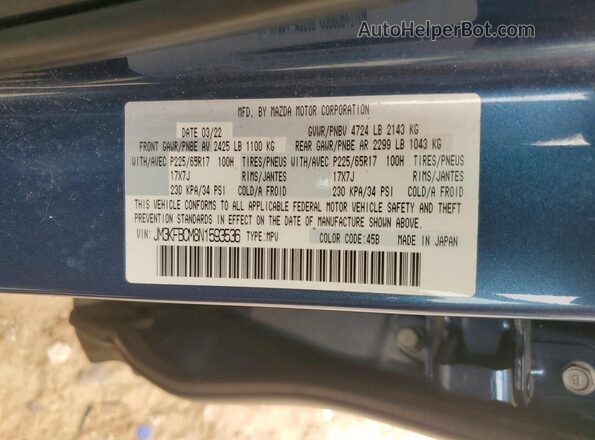 JM3KFBCM8N1593536 2022 MAZDA CX-5 Blue Вид наклейки з VIN-кодом