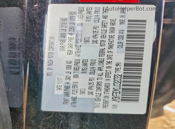 JM3KFBDM0J0320332 2018 MAZDA CX-5 Black VIN კოდის სტიკერის ხედი
