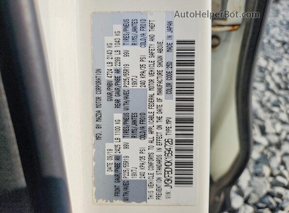 JM3KFBDM0K1694726 2019 MAZDA CX-5 Белый Вид наклейки с VIN-кодом