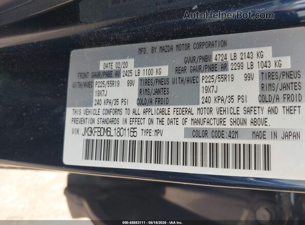 JM3KFBDM6L1801165 2020 MAZDA CX-5 Blue Widok komory silnika