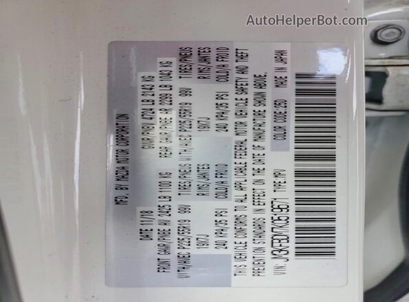 JM3KFBDM7K0519671 2019 MAZDA CX-5 White Vista de la etiqueta del VIN