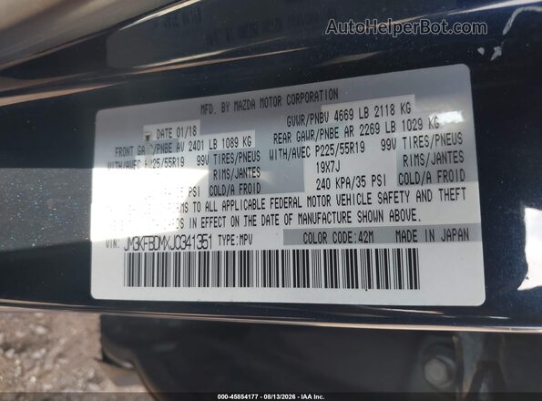 JM3KFBDMXJ0341351 2018 MAZDA CX-5 Blue Widok komory silnika