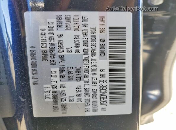 JM3KFBDMXK0686199 2019 MAZDA CX-5 Синий Вид наклейки с VIN-кодом