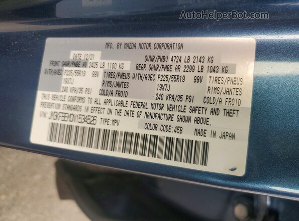 JM3KFBEM0N1534526 2022 MAZDA CX-5 Blue VIN կոդի պիտակի տեսք