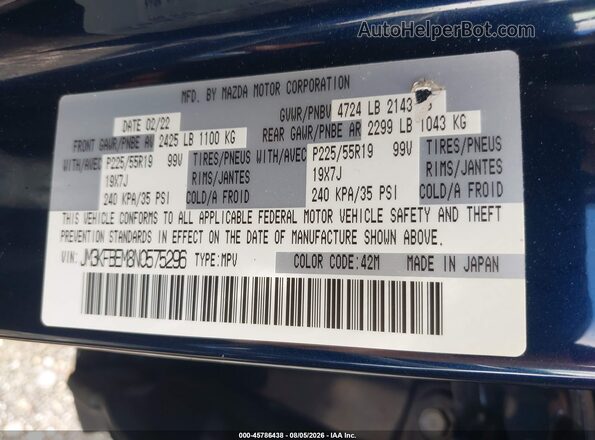 JM3KFBEM8N0575296 2022 MAZDA CX-5 Blue Widok komory silnika