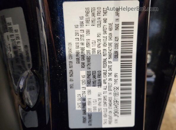 JM3KKAHD9R1166192 2024 MAZDA CX-90 Синий Вид наклейки с VIN-кодом