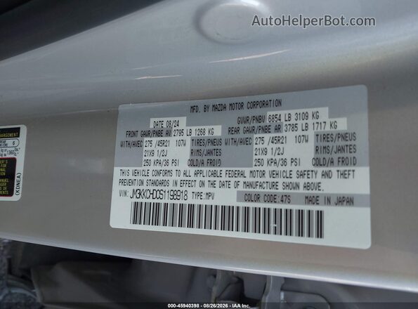 JM3KKCHD0S1198918 2025 MAZDA CX-90 Gray ძრავის განყოფილების ხედი