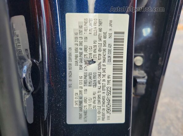JM3KKDHA4R1158203 2024 MAZDA CX-90 Blue VIN կոդի պիտակի տեսք
