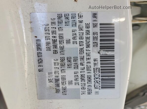 JM3TCABY3K0313339 2019 MAZDA CX-9 White Widok naklejki z numerem VIN