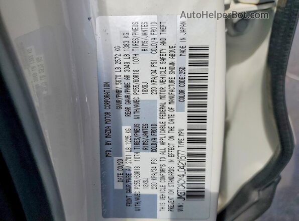 JM3TCACY4L0421677 2020 MAZDA CX-9 White VIN կոդի պիտակի տեսք