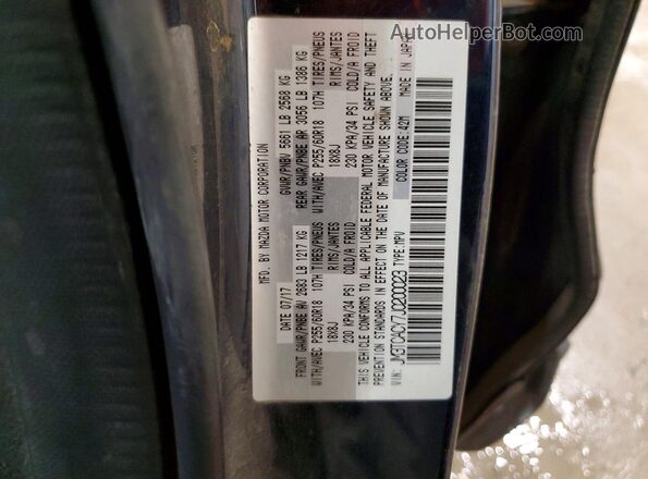 JM3TCACY7J0200023 2018 MAZDA CX-9 Blue VIN կոդի պիտակի տեսք