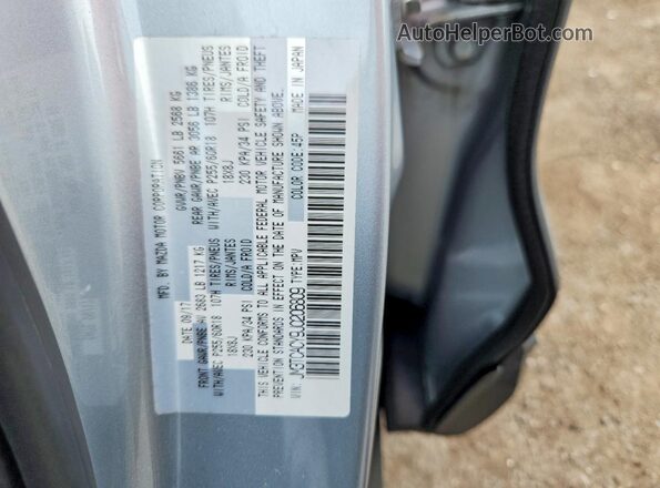 JM3TCACY9J0206809 2018 MAZDA CX-9 Silver VIN კოდის სტიკერის ხედი