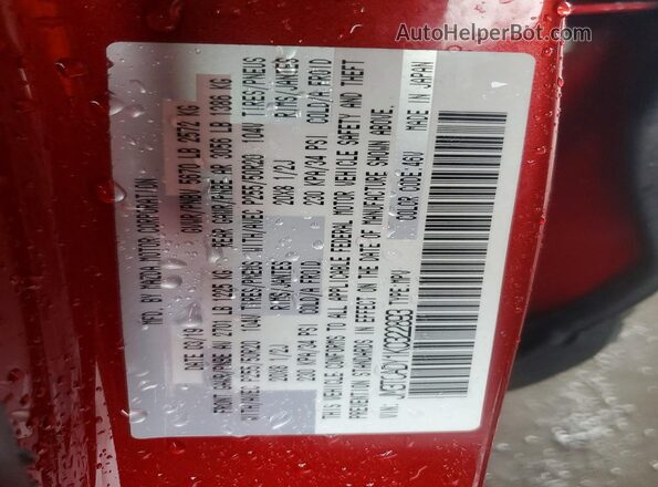 JM3TCADY1K0322893 2019 MAZDA CX-9 Maroon Widok naklejki z numerem VIN