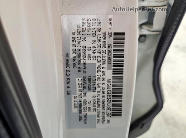 JM3TCBAY1N0609360 2022 MAZDA CX-9 White Widok naklejki z numerem VIN