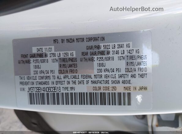 JM3TCBBY4N0603518 2022 MAZDA CX-9 Белый Вид подкапотного пространства