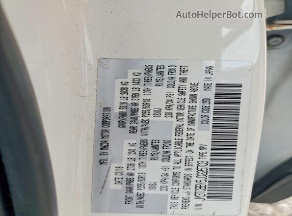 JM3TCBBY6J0226703 2018 MAZDA CX-9 White VIN კოდის სტიკერის ხედი